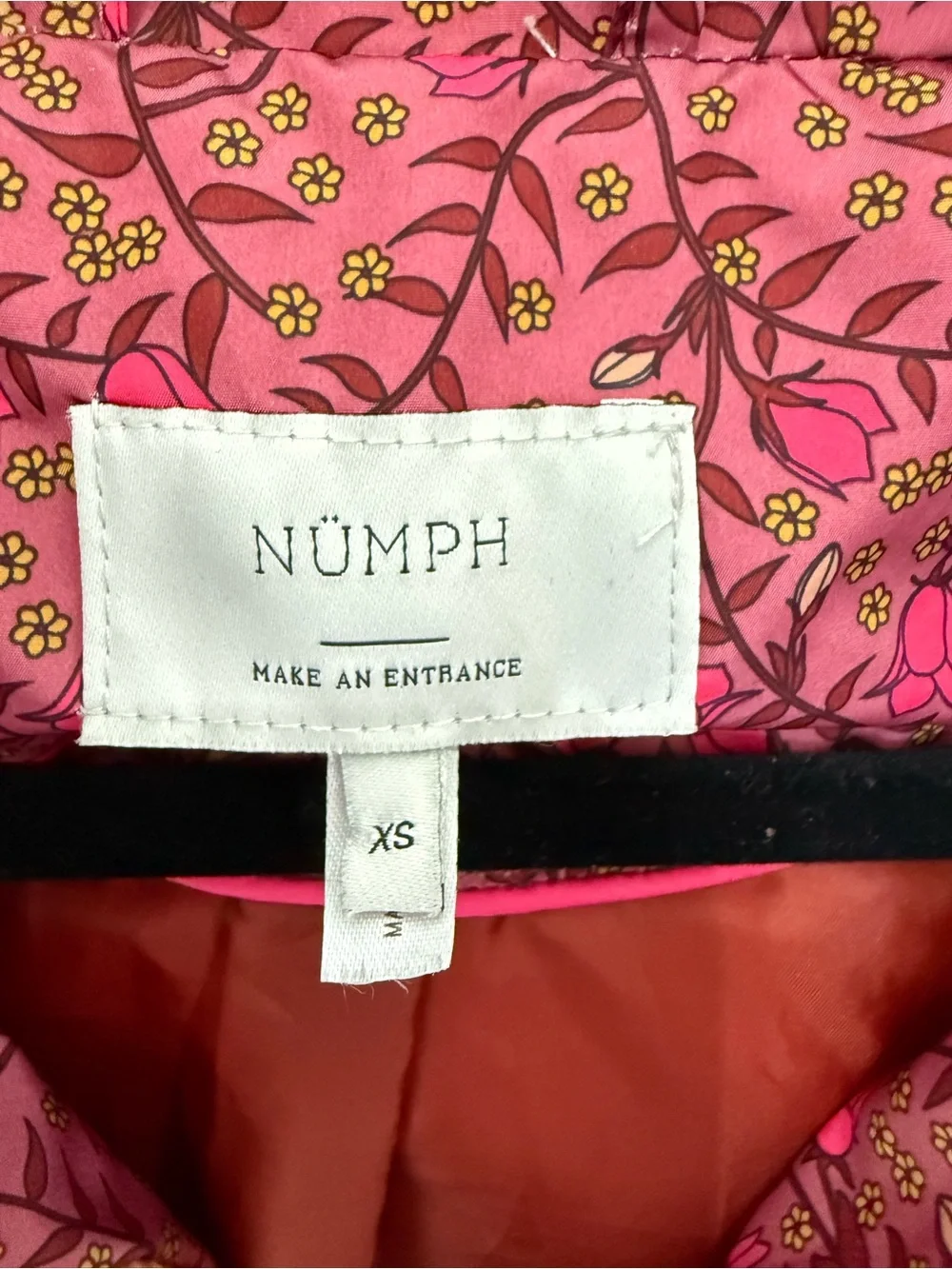 Anthropologie Floral Pink Quilted Puffer Jacket